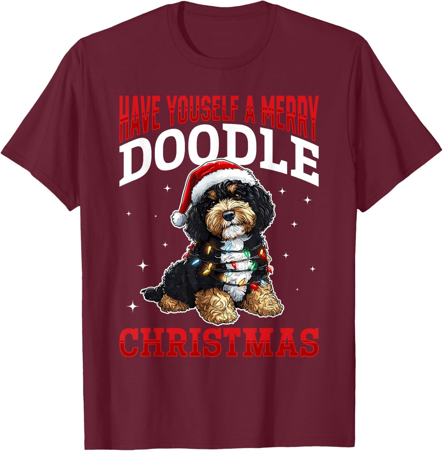 Bernedoodle Christmas Dog Breed Have Yourself a Merry Doodle Men Women Kids T-Shirt - T-Shirt | Maroon