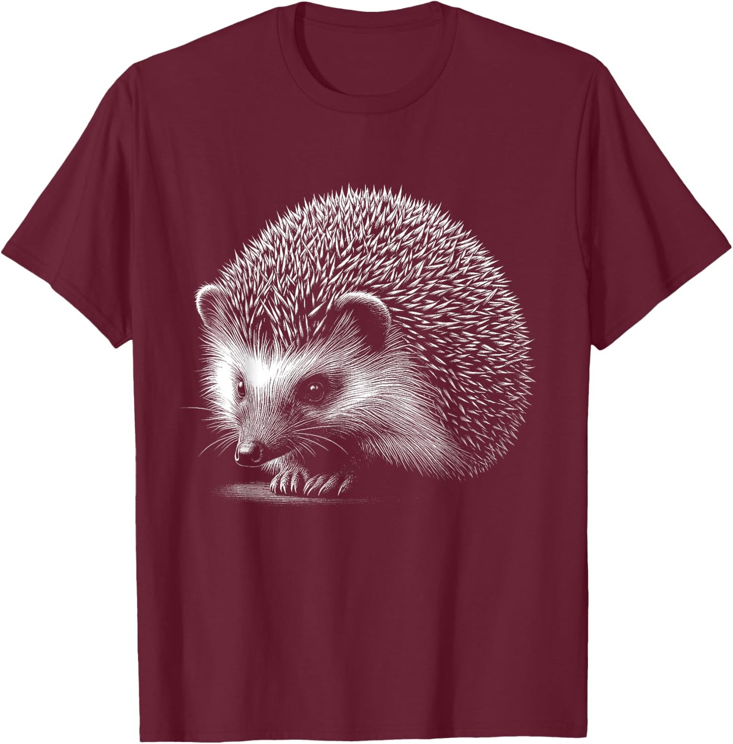 Hedgehog Lover Art , -Adults, Black, Small, Short Sleeve T-Shirt - T-Shirt | Maroon