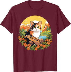 Calico Cats Calico Cat , Small, Black T-Shirt - T-Shirt | Maroon