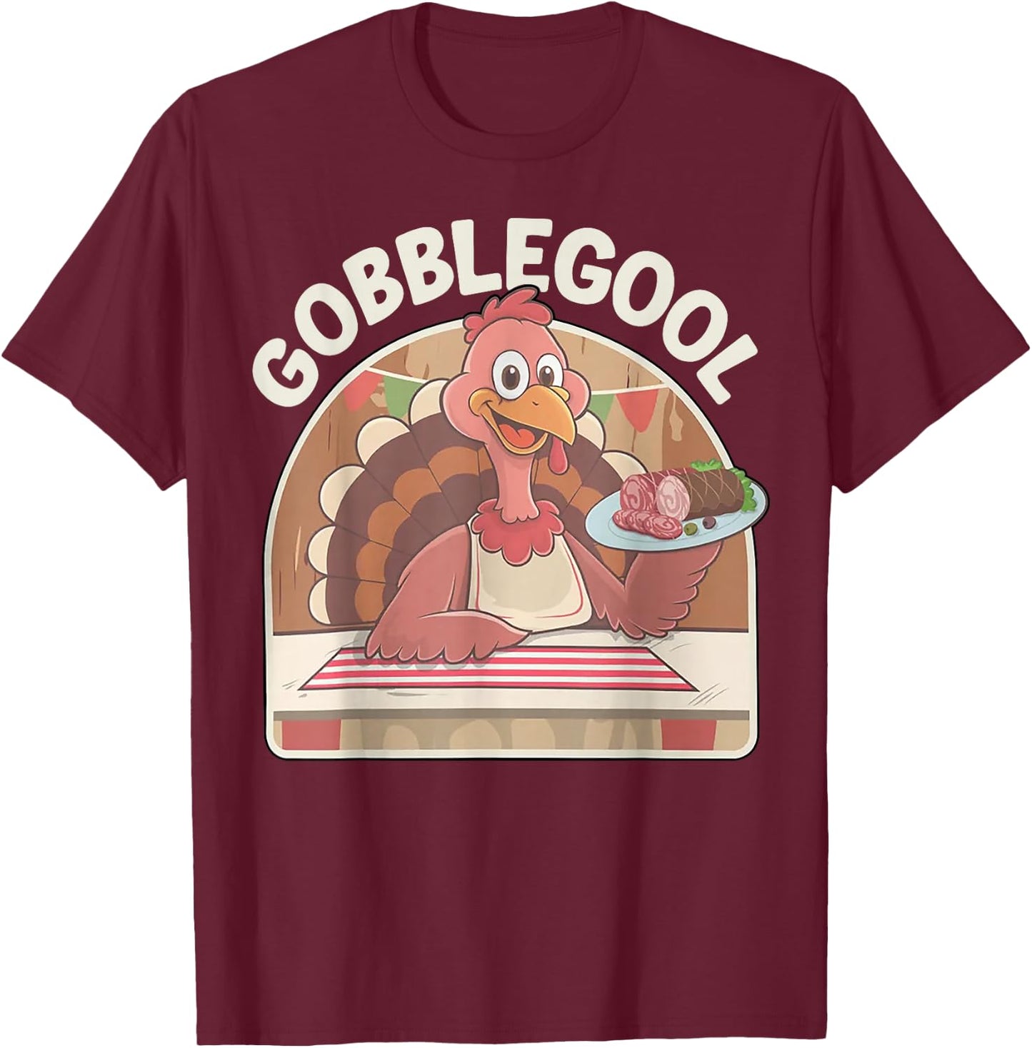 Adults Thanksgiving - Black, Small, Short Sleeve T-Shirt - T-Shirt | Maroon