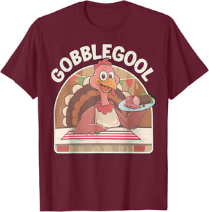 Adults Thanksgiving - Black, Small, Short Sleeve T-Shirt - T-Shirt | Maroon