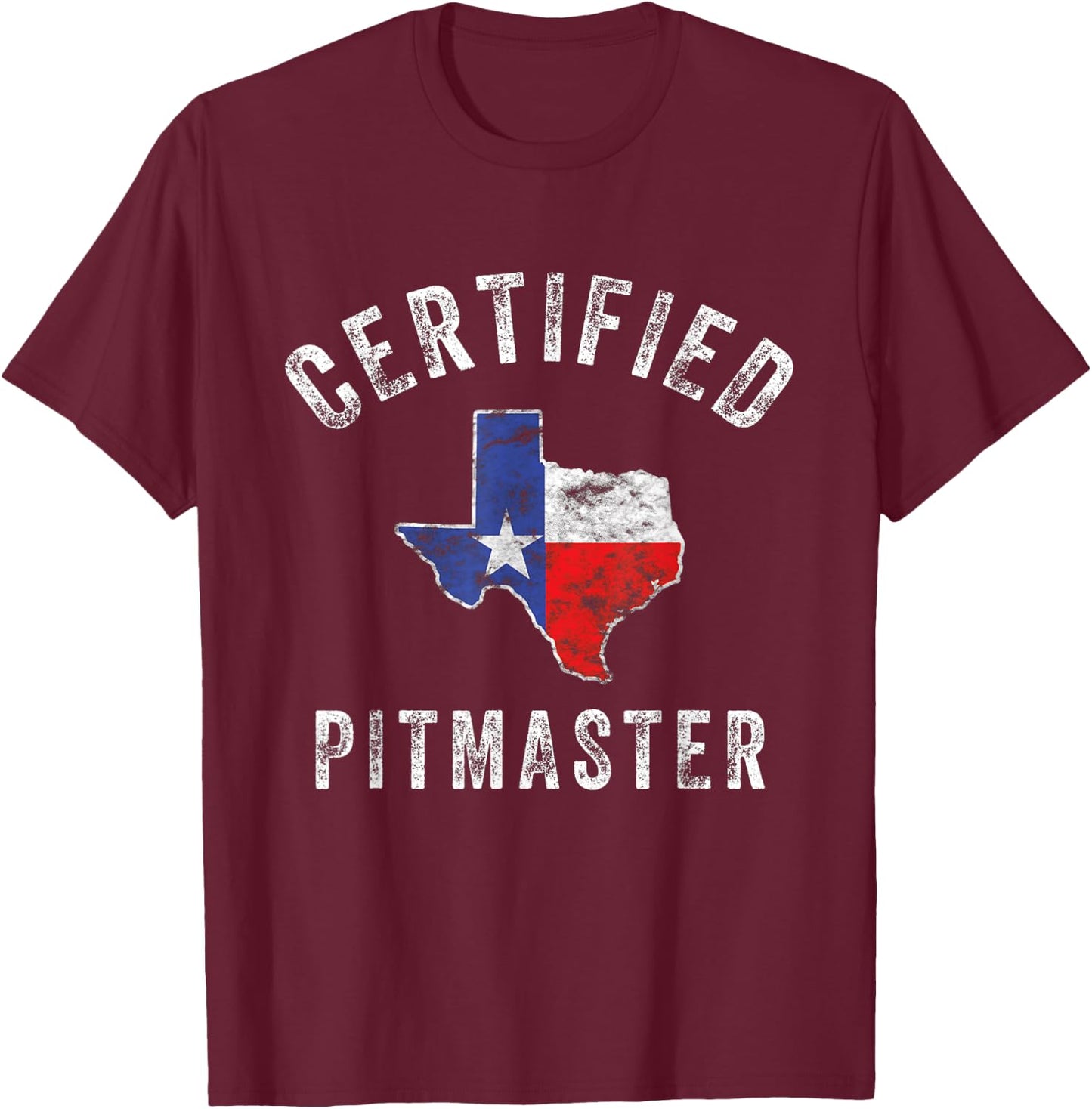 Texas Smoked Meat BBQ Pitmaster Grilling Retro Vintage Gift T-Shirt - T-Shirt | Maroon