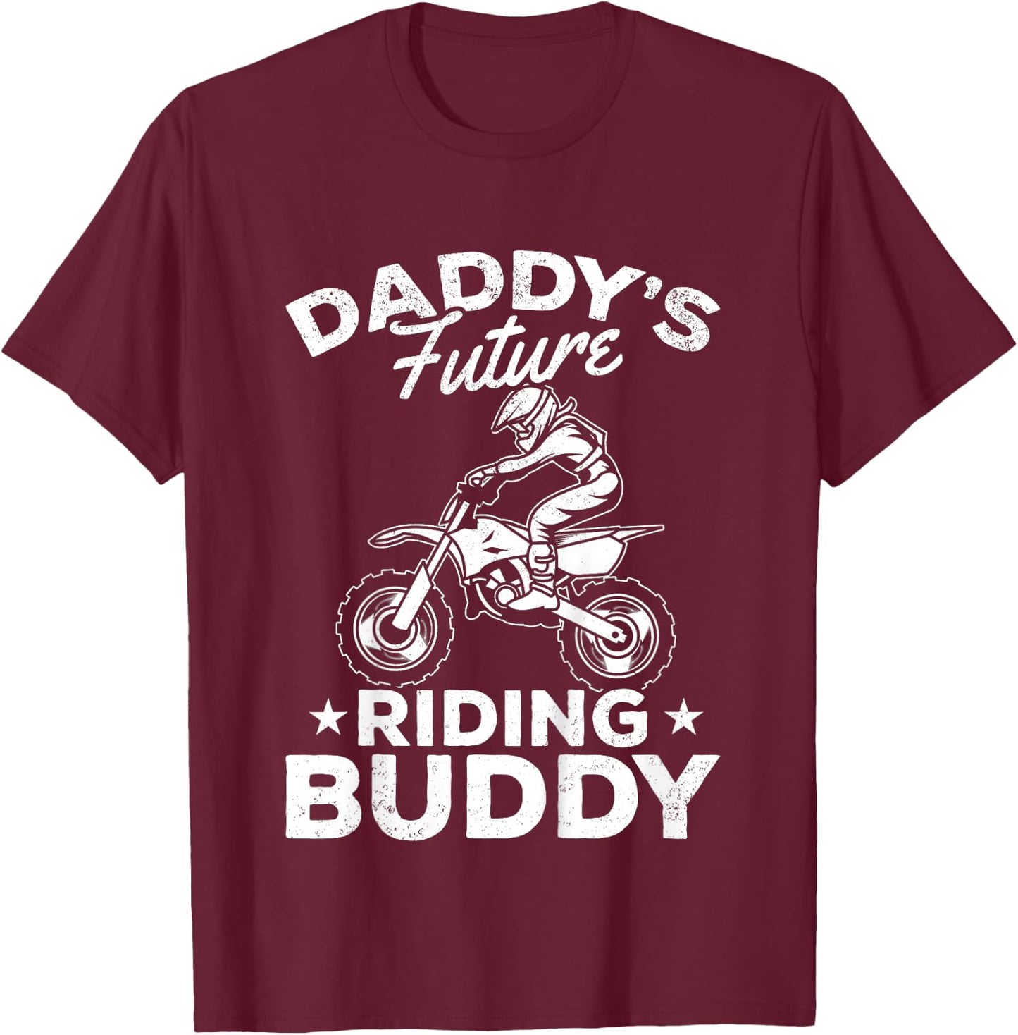 Daddy's Future Riding Buddy Motocross Kids Dirt Bike Boy T-Shirt - T-Shirt | Maroon