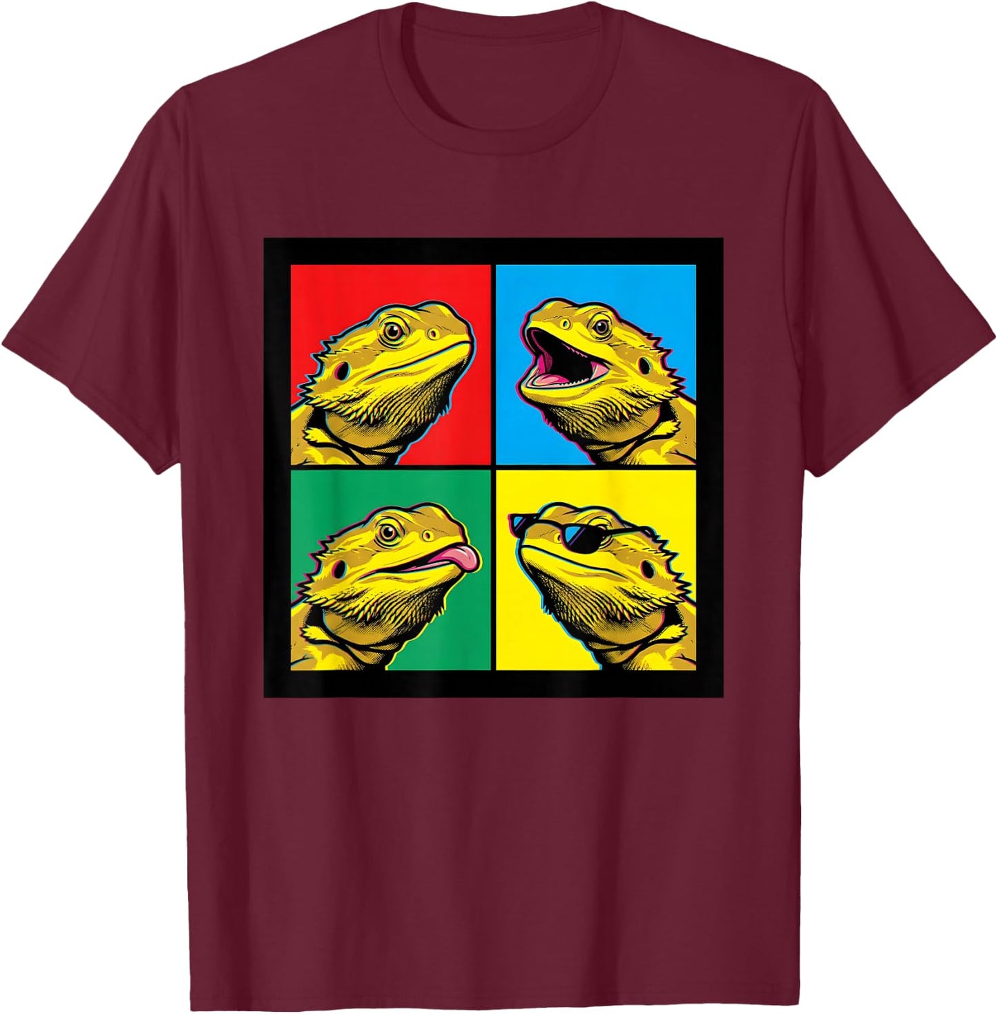 Vintage Bearded Dragon Funny Boys Girls Costume Art Meme T-Shirt - T-Shirt | Maroon