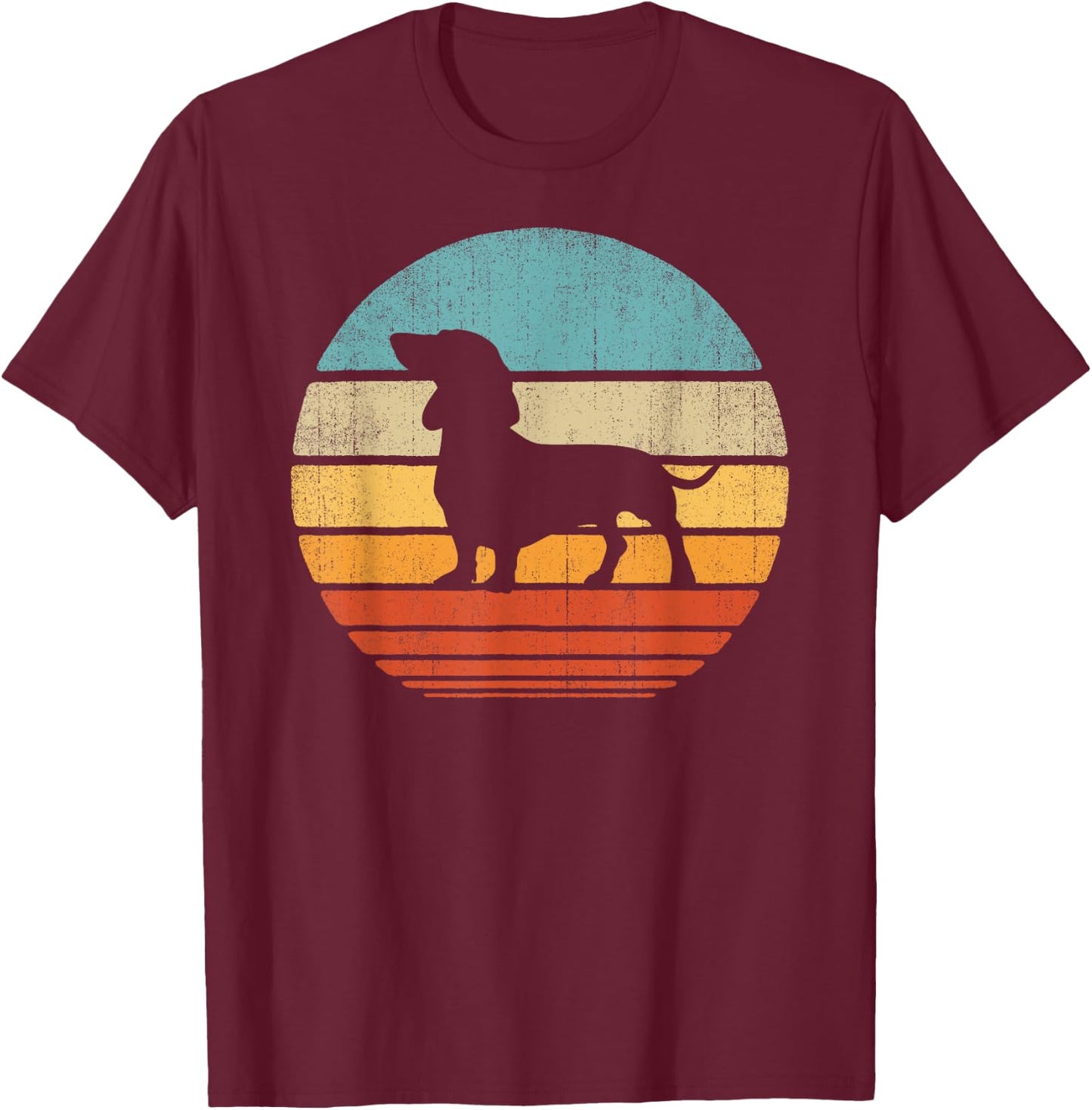Dachshund Retro Vintage 60s 70s Sunset Wiener Dog Lovers Men T-Shirt - T-Shirt | Maroon