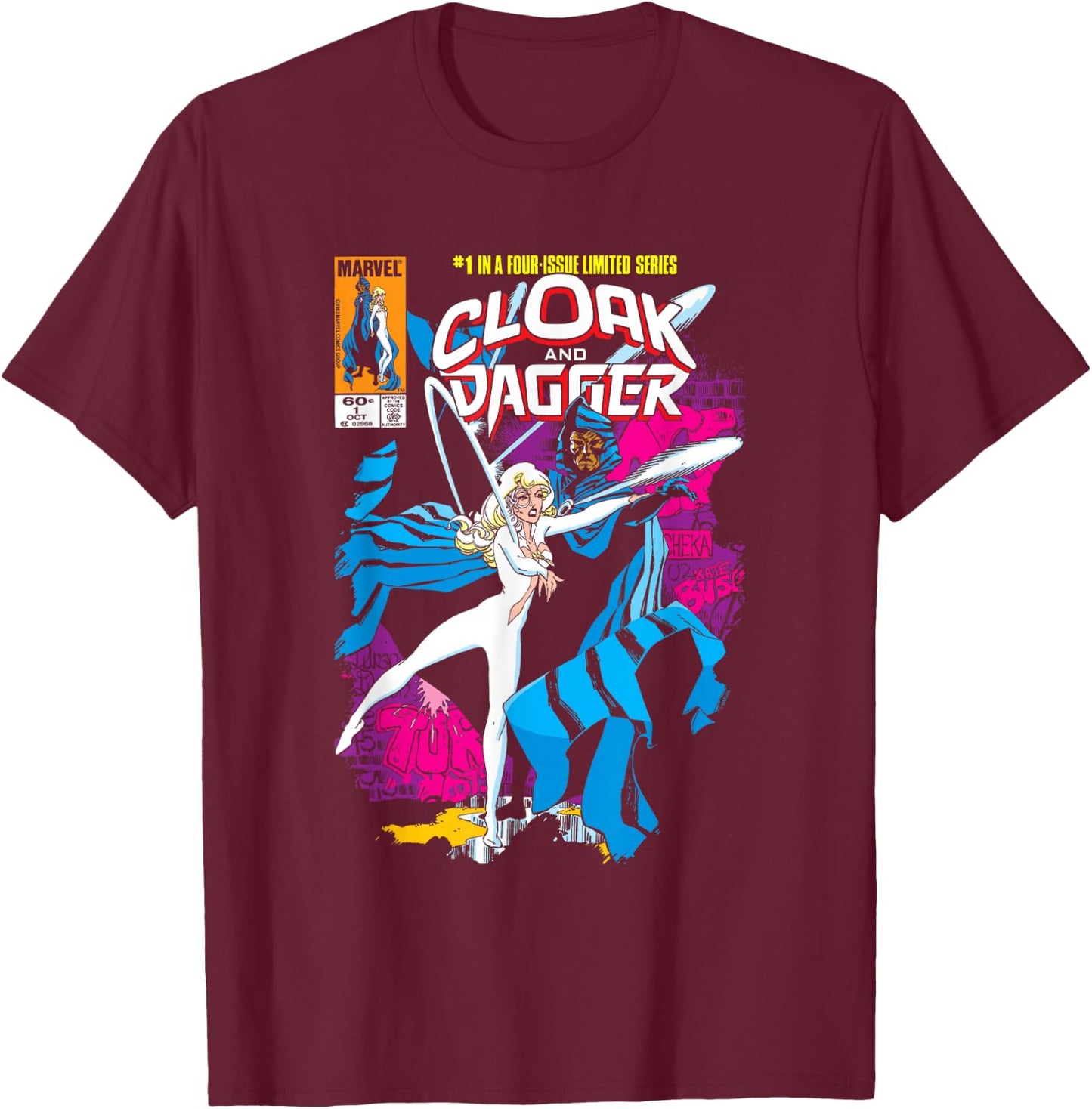 Cloak And Dagger Comic Cover T-Shirt - T-Shirt | Maroon