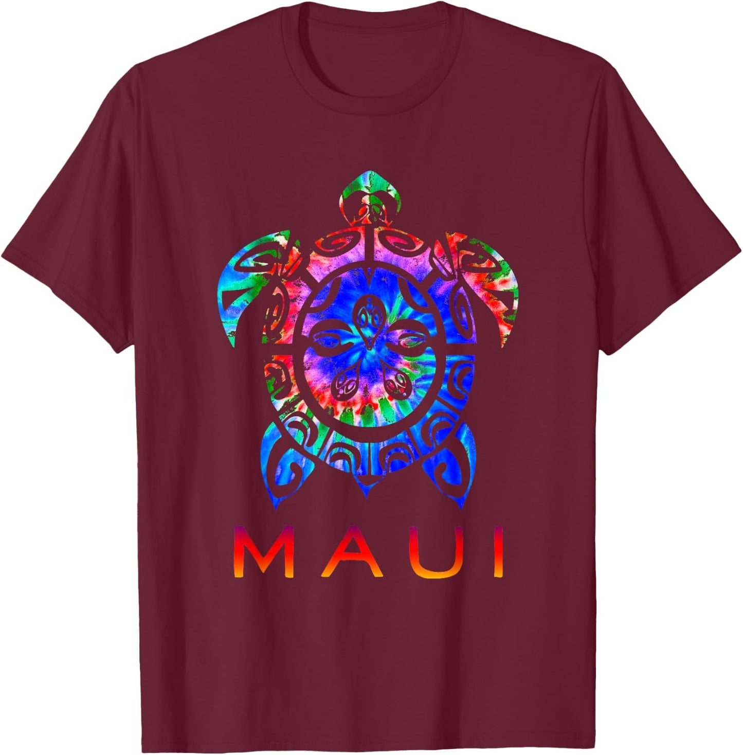 Maui: Hawaii Sea Vivid Turtle, Hawaiian T-Shirt - T-Shirt | Maroon