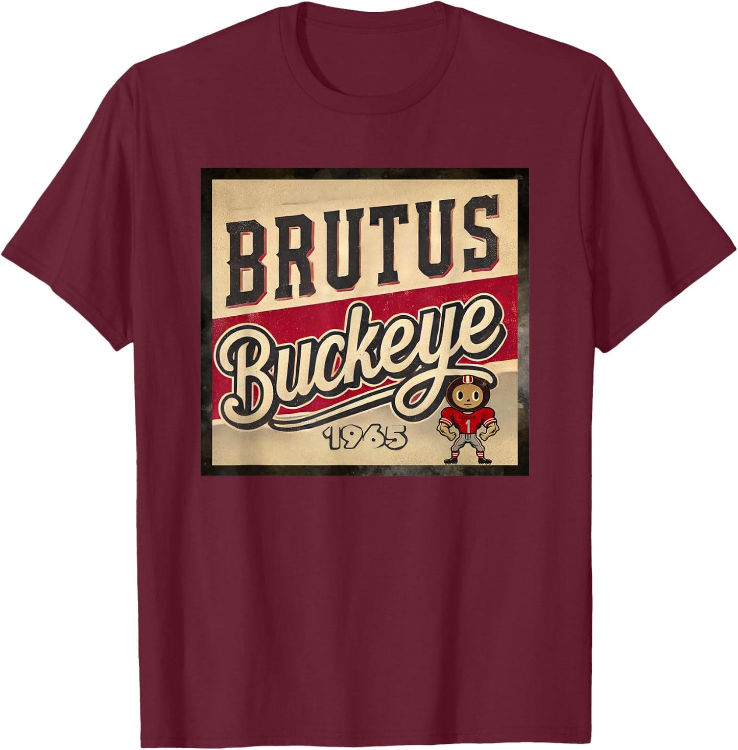 Vintage Brutus Buckeye T-Shirt - T-Shirt | Maroon