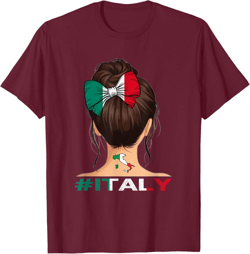 Italian Flag - Italy Girl Messy Bun , black
