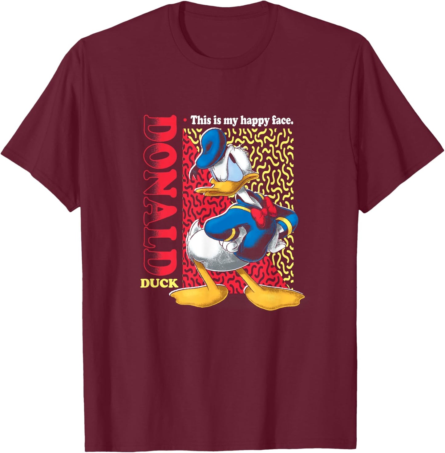 Disney Mickey And Friends Donald Duck Classic Happy Face T-Shirt - T-Shirt | Maroon