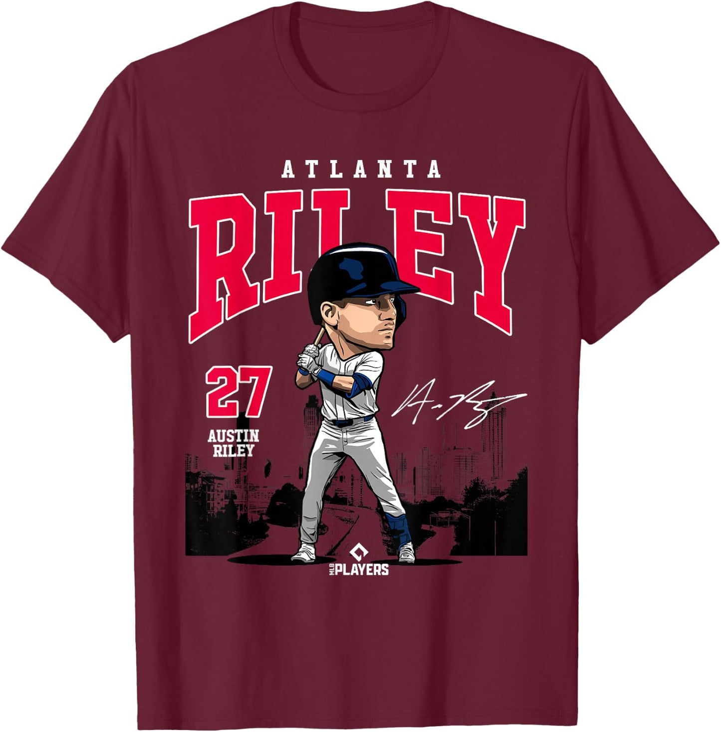 Austin Riley | Atlanta Baseball MLB Players | MLBRIL4048 T-Shirt - T-Shirt | Maroon