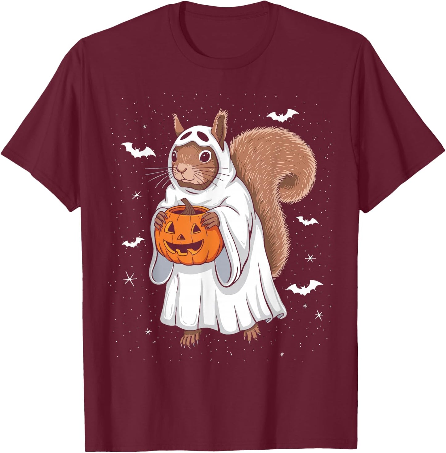 Funny Ghost Squirrel Lovers Spooky Halloween Costume T-Shirt - T-Shirt | Maroon