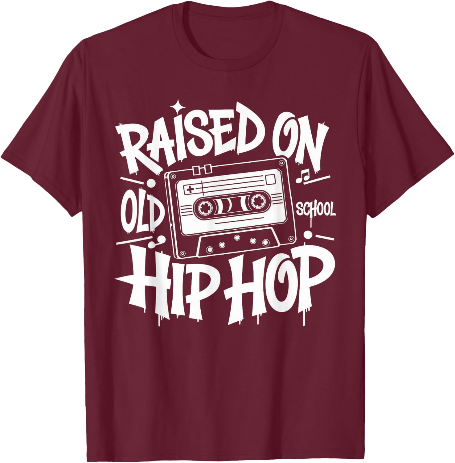 Raised ON Old School Graffiti Rap Hip HOP Cassette T-Shirt - T-Shirt | Maroon