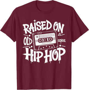 Raised ON Old School Graffiti Rap Hip HOP Cassette T-Shirt - T-Shirt | Maroon