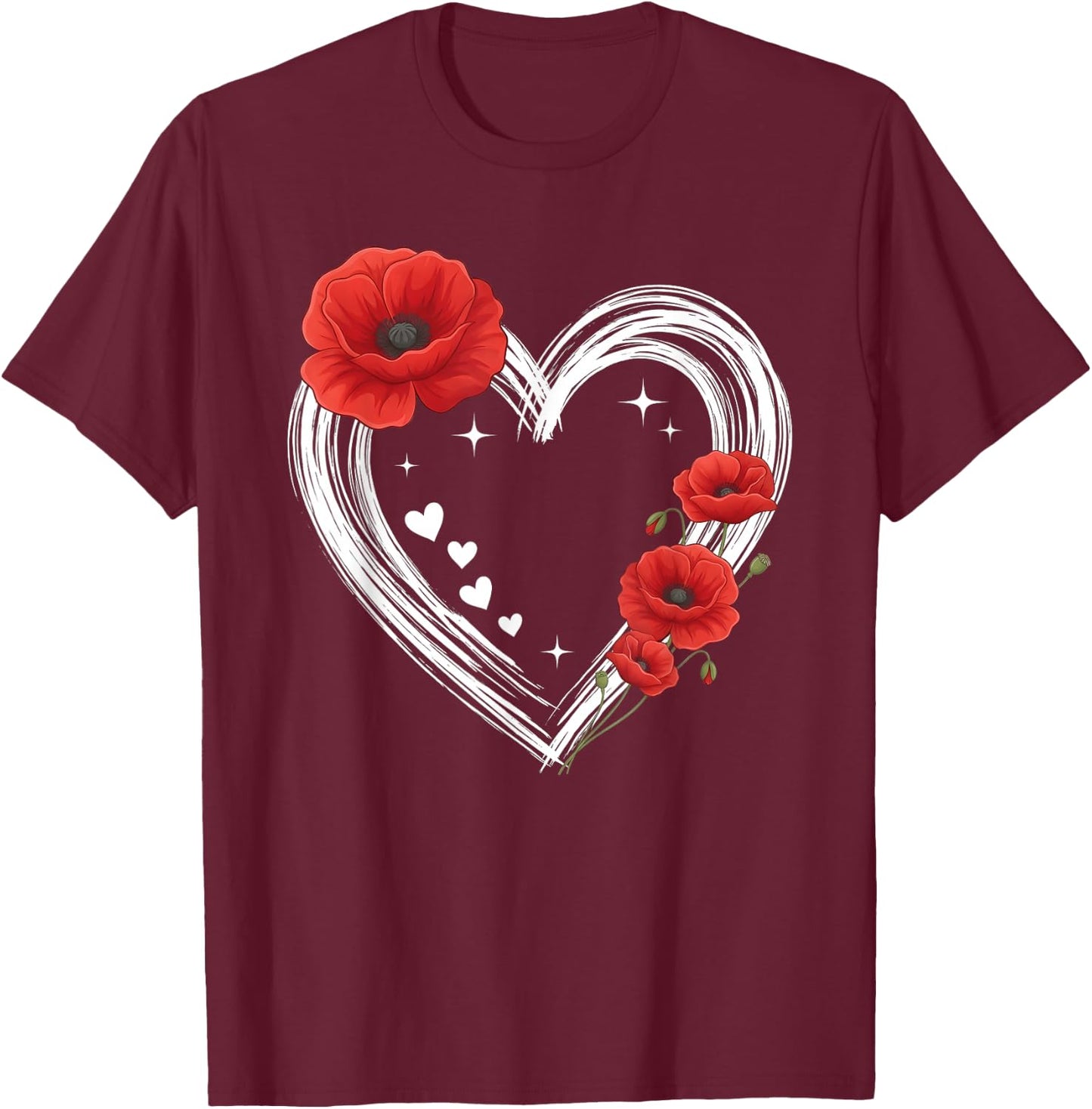 Cœur Coquelicot T-Shirt - T-Shirt | Maroon
