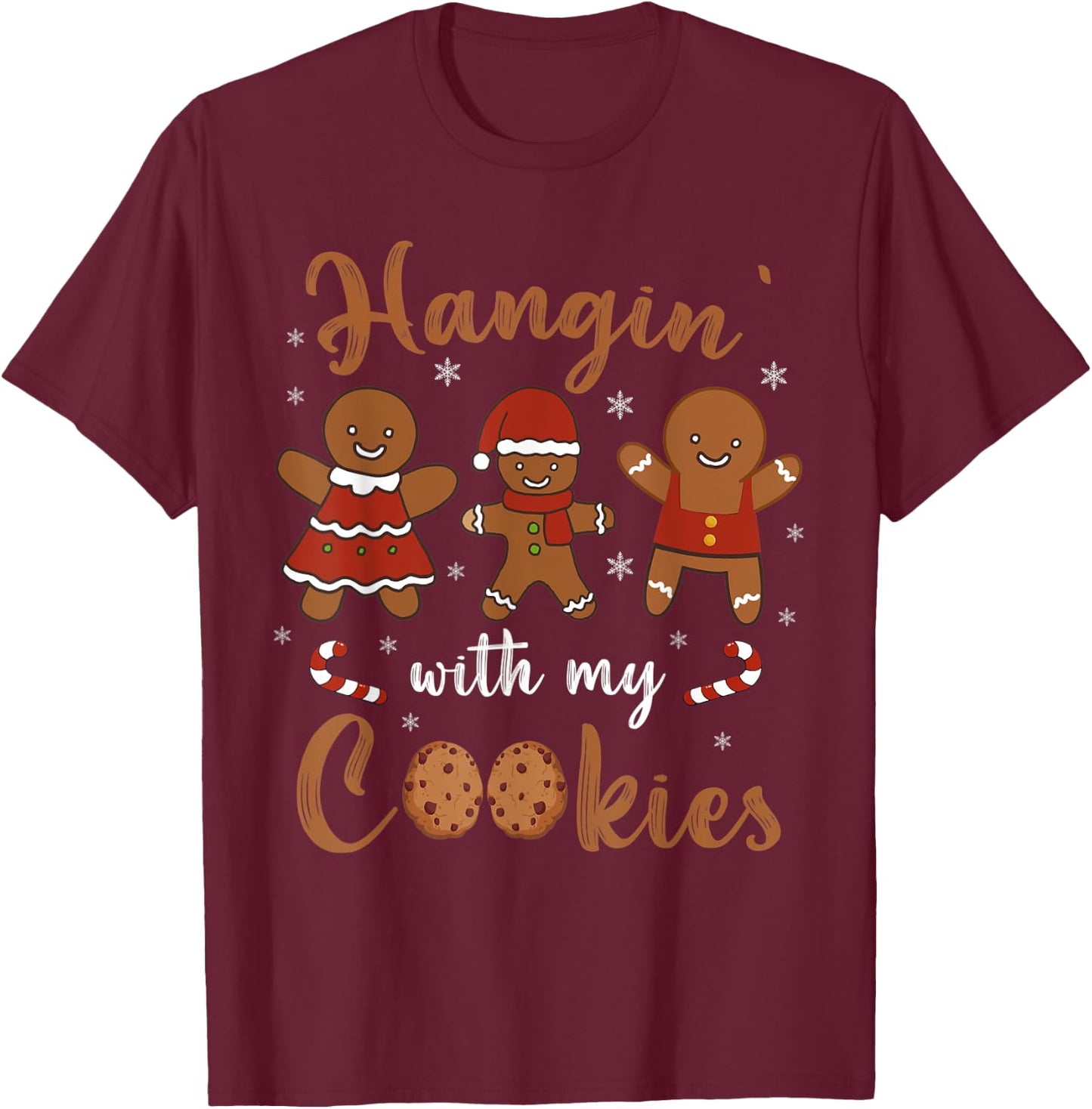 Hanging With My Cookies Cute Christmas Teacher Women Kids T-Shirt - T-Shirt | Maroon