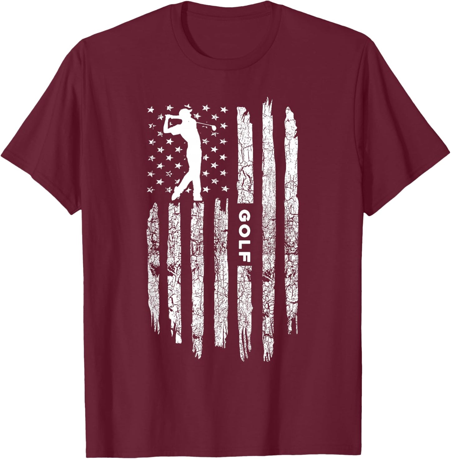 American Flag Golf Clothing - Golfer Vintage Golf Small T-Shirt - T-Shirt | Maroon