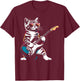 Guitar Cat Novelty Rock Music Band Concert Funny Cat T-Shirt - T-Shirt | Maroon