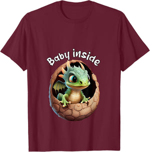 Baby Inside. Baby cute Dragon In Eggshell. Funny Baby T-Shirt - T-Shirt | Maroon