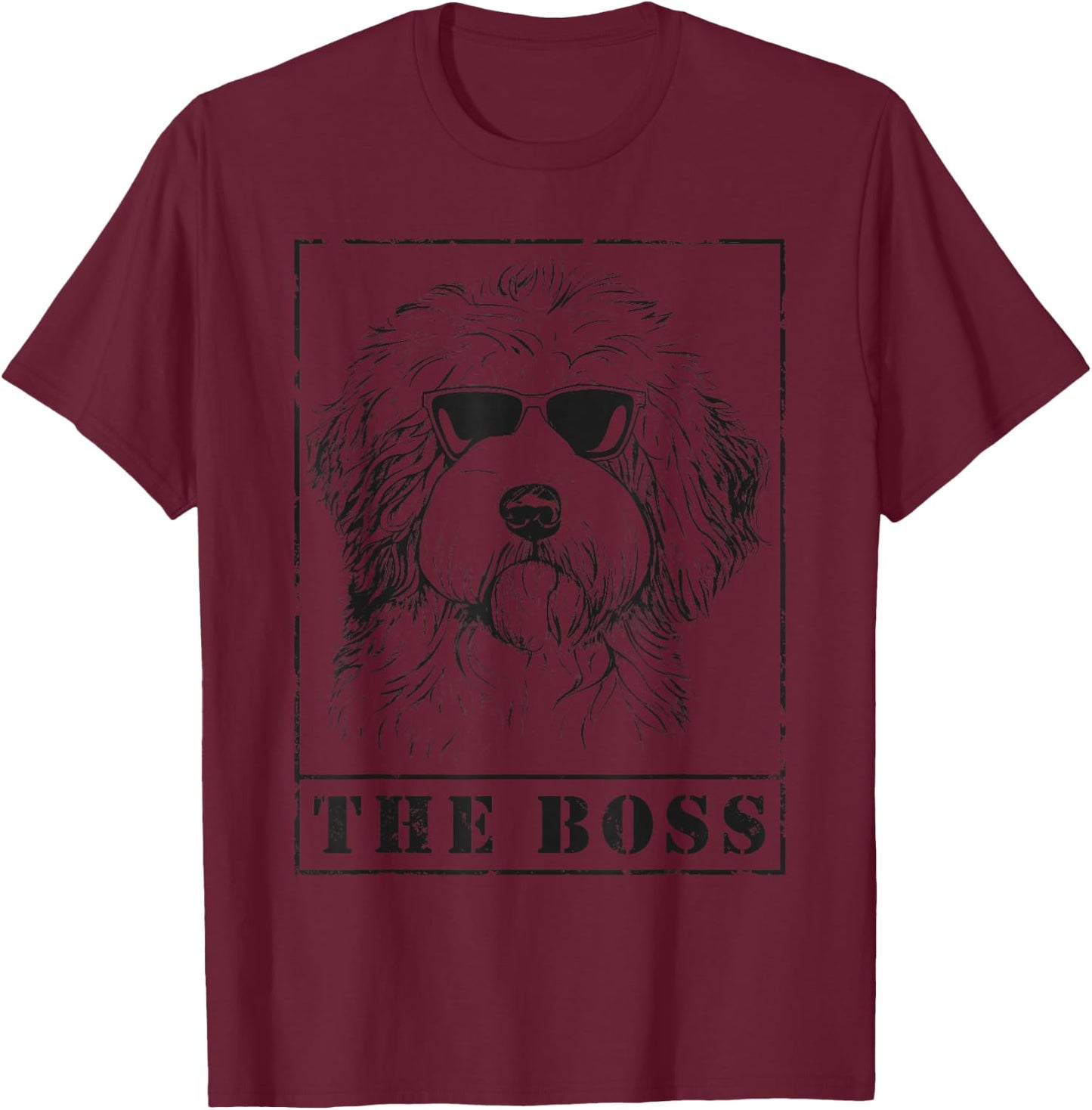 The Funny Old English Sheepdog Boss Mom Dad Dog Lover T-Shirt - T-Shirt | Maroon