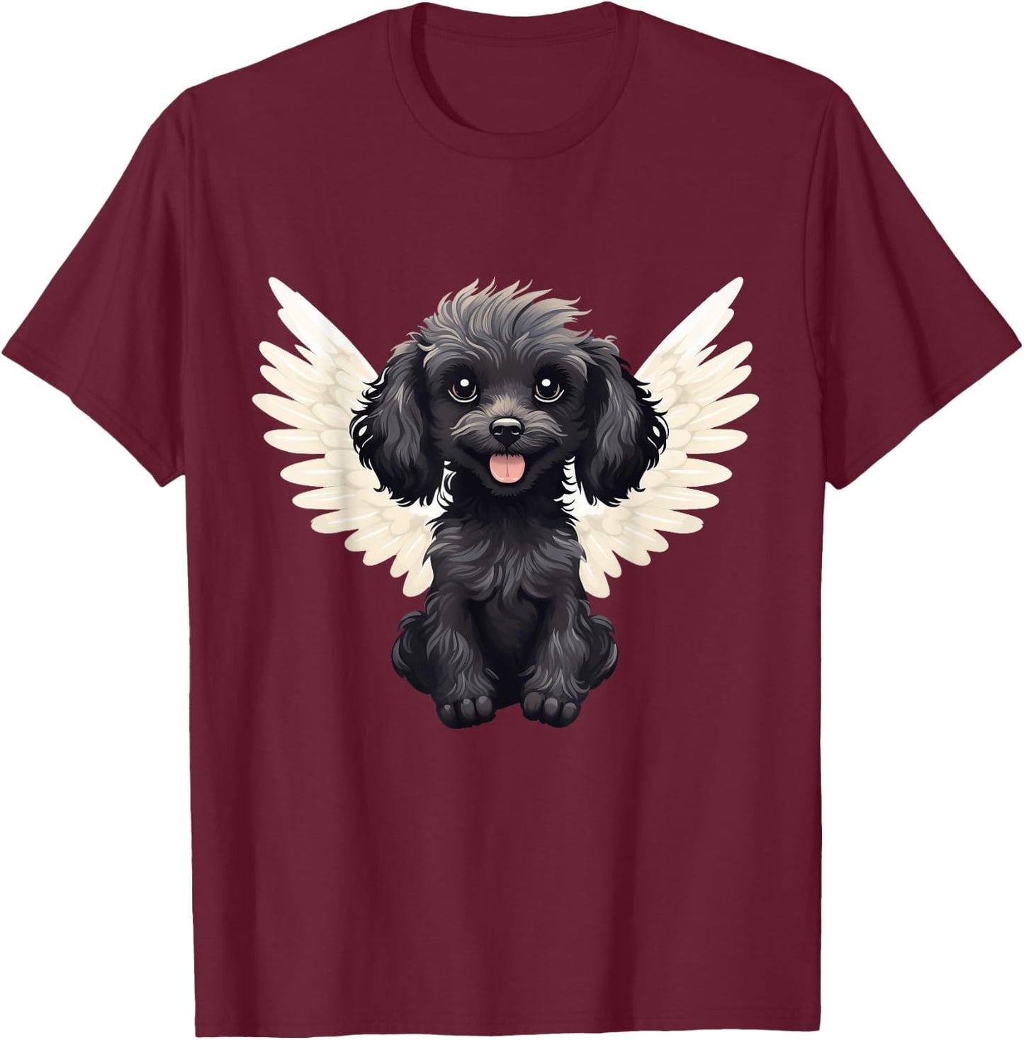 Cute Comic Cartoon Poodle Dog with Wings Design Women T-Shirt - T-Shirt | Maroon