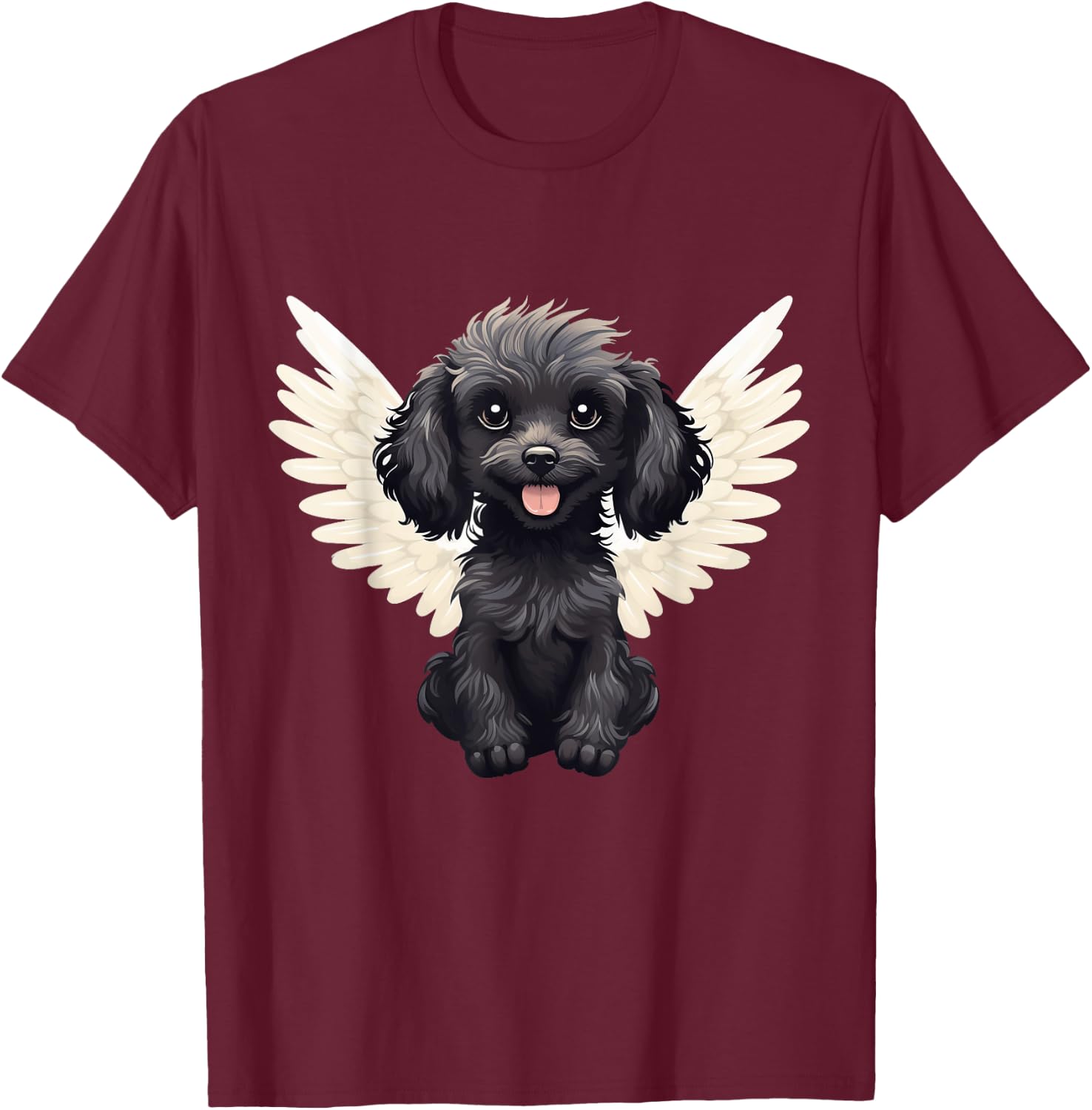 Cute Comic Cartoon Poodle Dog with Wings Design Women T-Shirt - T-Shirt | Maroon