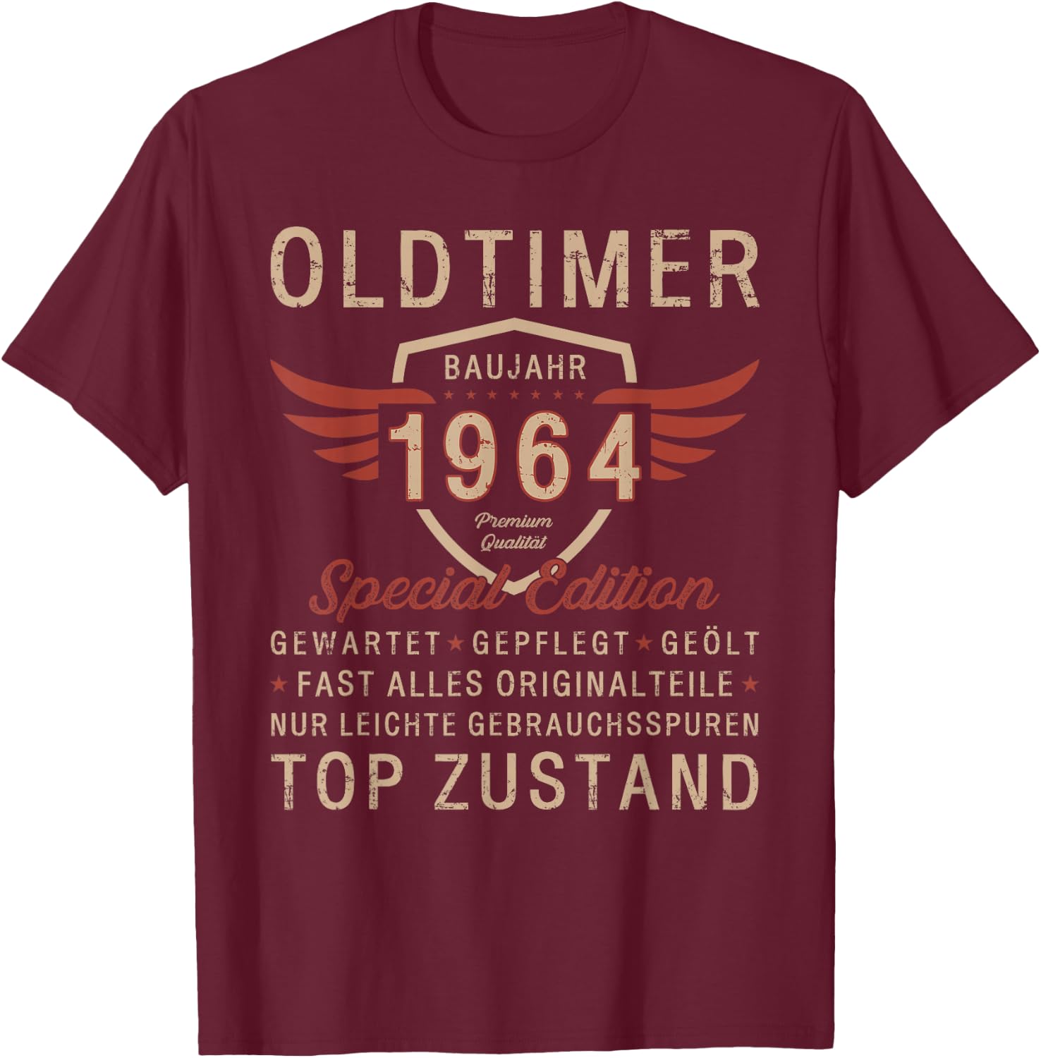 60th Birthday Gift Vintage 1964 Vintage Funny , black T-Shirt - T-Shirt | Maroon