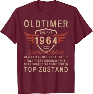 60th Birthday Gift Vintage 1964 Vintage Funny , black T-Shirt - T-Shirt | Maroon