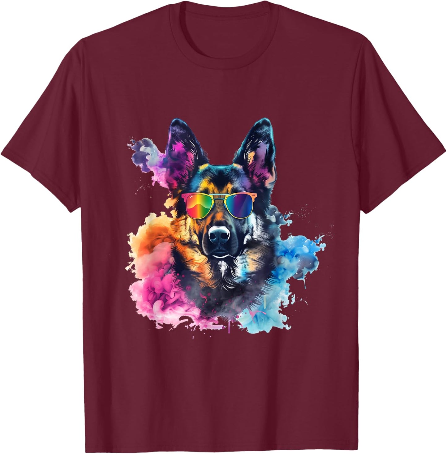 Vibrant German Shepherd Coolness T-Shirt - T-Shirt | Maroon