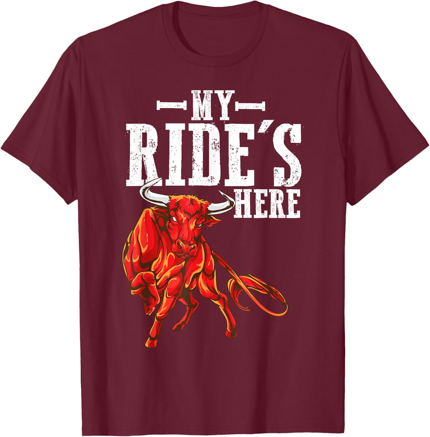 Bull Riders Rodeo for Western Ranch Cowboys T-Shirt - T-Shirt | Maroon