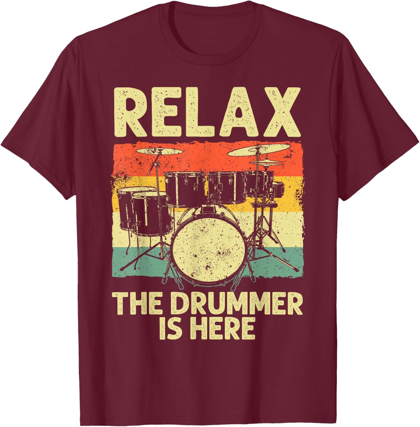 Funny Drumming Art Women Drumline Drum Set Drummer T-Shirt - T-Shirt | Maroon