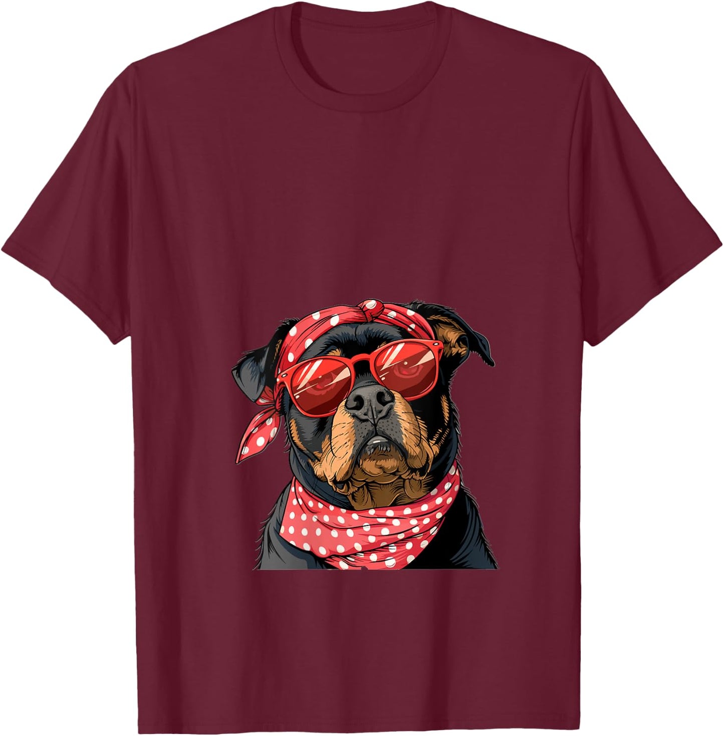 Rottweiler Rottie Dog Mom Bandana Mothers Day Graphic V-Neck T-Shirt - T-Shirt | Maroon