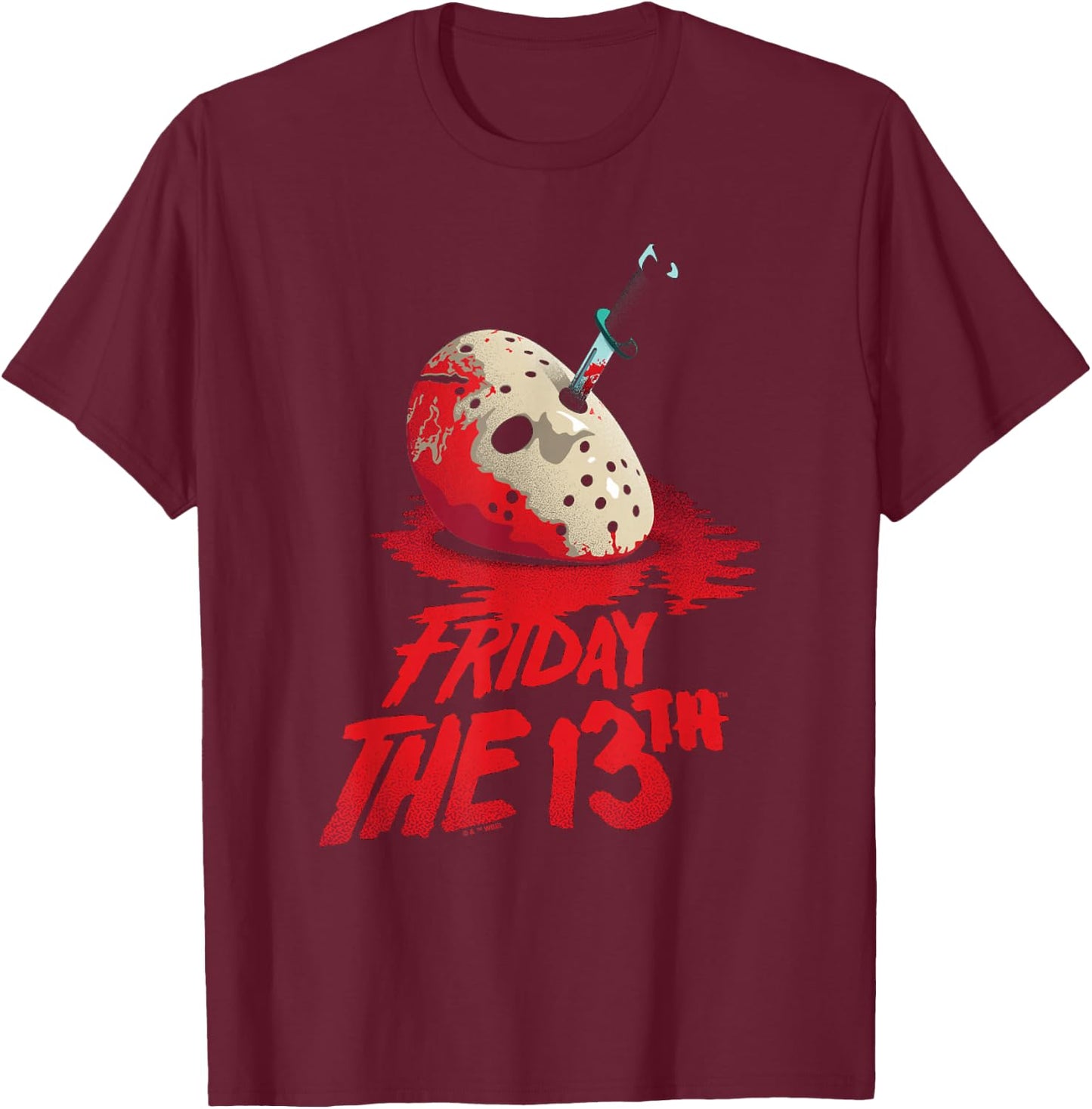 Friday the 13th Jason Mask , black T-Shirt - T-Shirt | Maroon