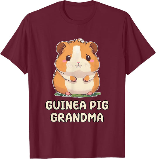 Funny, Cute Guinea Pig Grandma Grandmother Nana T-Shirt - T-Shirt | Maroon