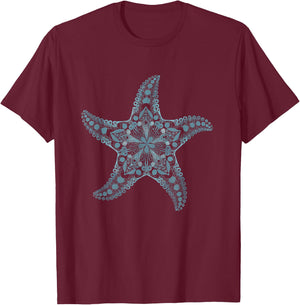 Mandala Starfish Sea Star T-Shirt - T-Shirt | Maroon