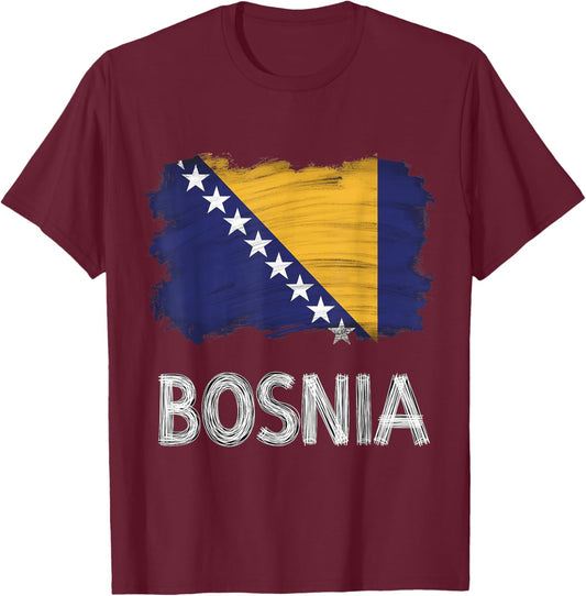 Bosnien und Herzegowina Flagge Bosnische Wurzeln T-Shirt - T-Shirt | Maroon