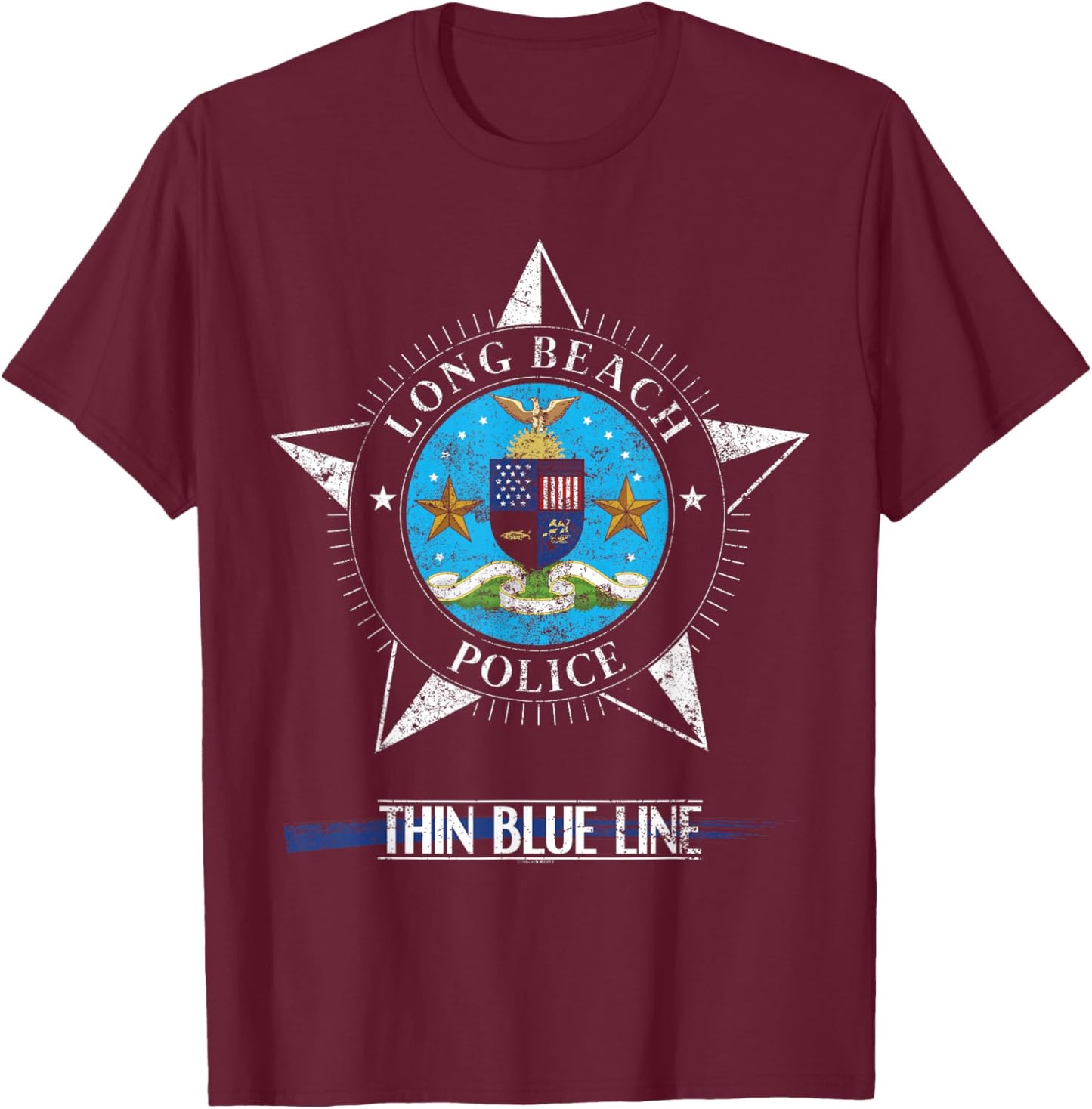 Police T Shirt Long Beach California Police Gifts T-Shirt - T-Shirt | Maroon