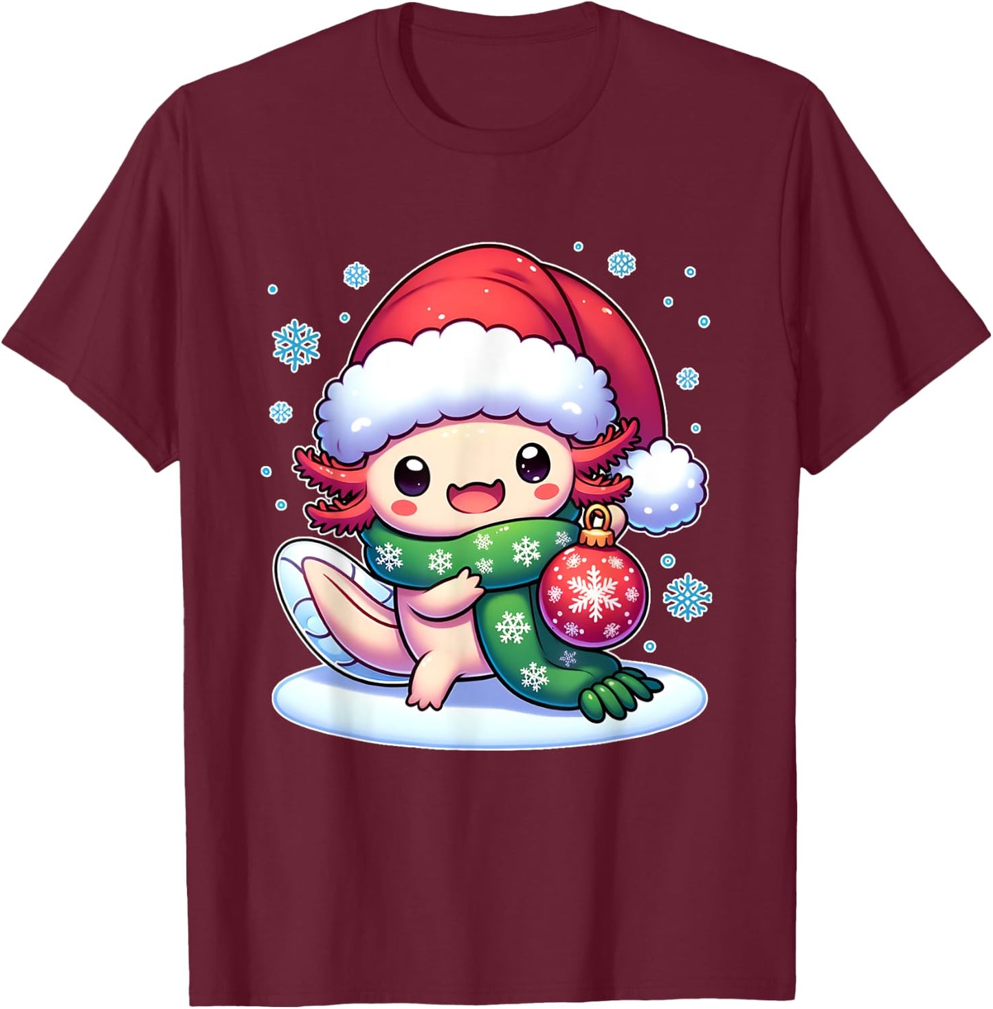Santa axolotl Funny cute xmas funny christmas T-Shirt - T-Shirt | Maroon