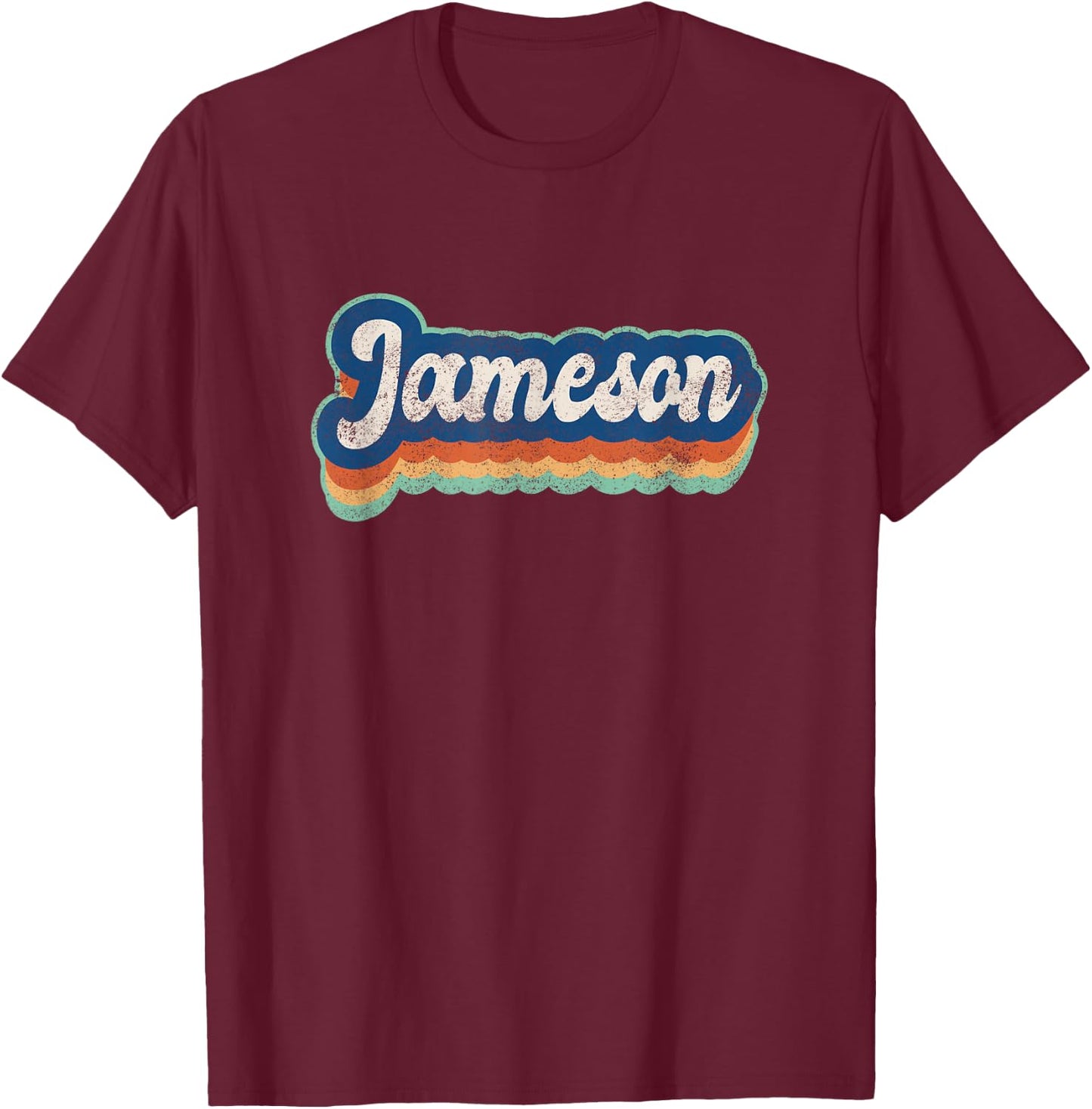 Jameson First Name Boy Vintage Style 70s 80s Personalized T-Shirt - T-Shirt | Maroon
