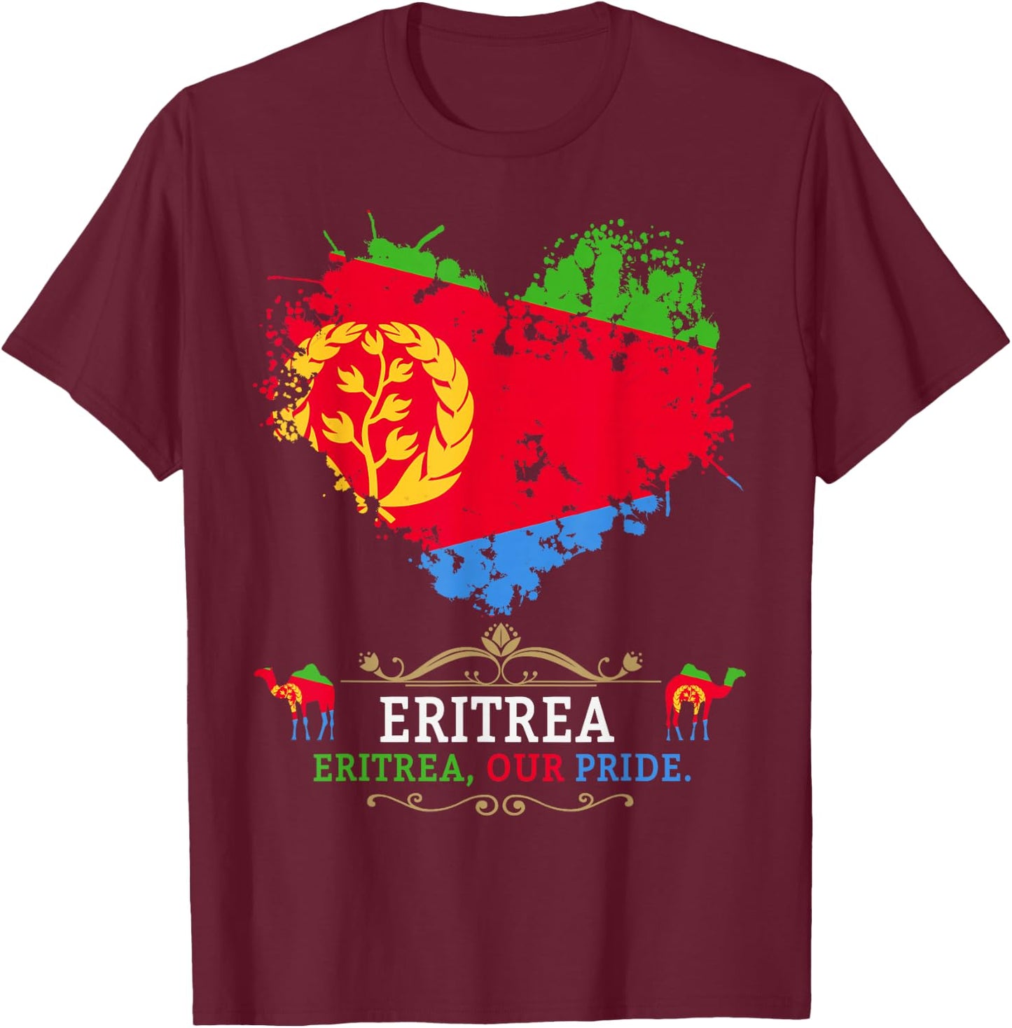 Eritrea Flag Outfit Ideas For Kids & Camel Eritrean Flag T-Shirt - T-Shirt | Maroon