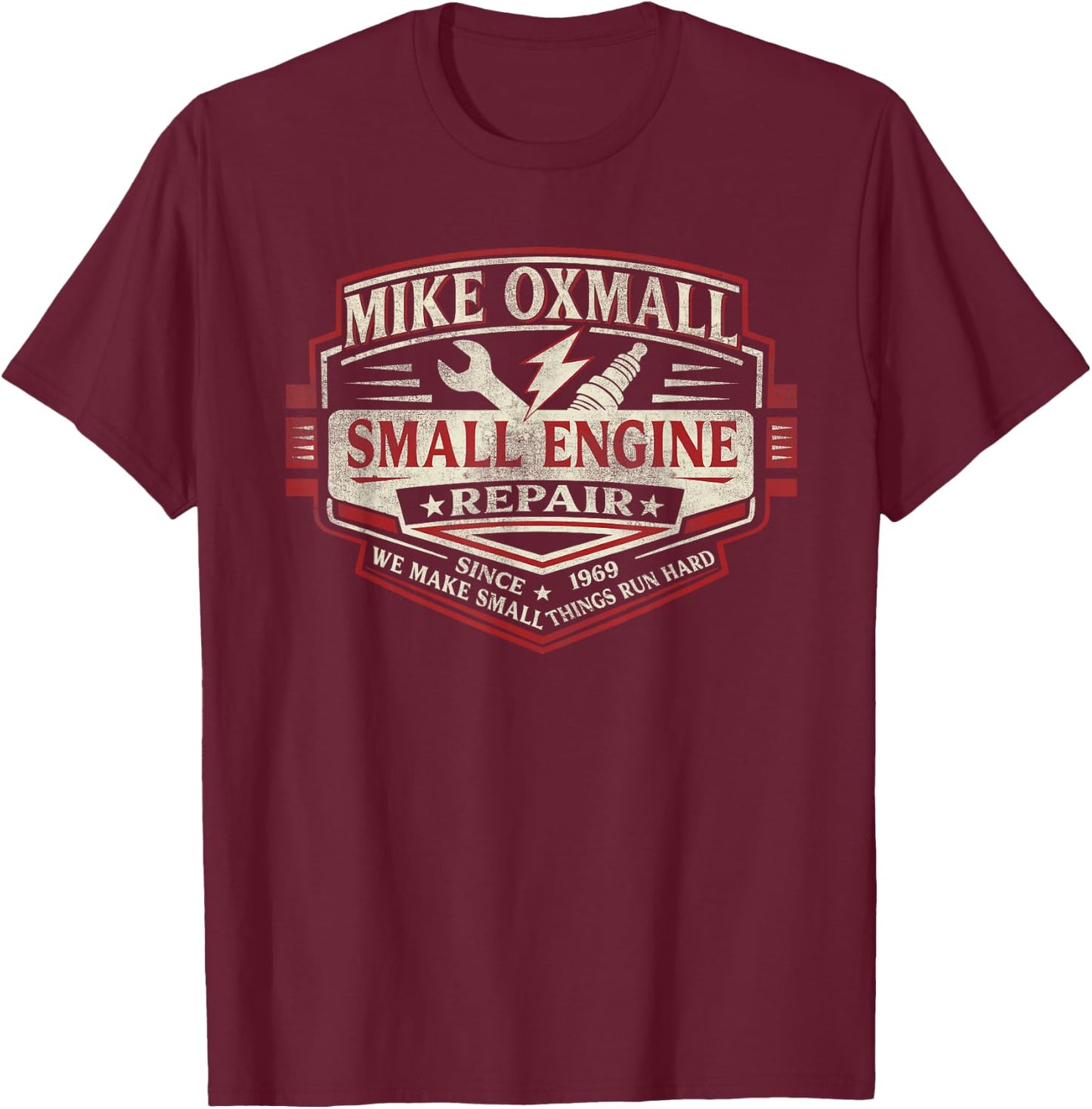 Mike Oxmall Retro Style Funny Name Pun Joke Graphic T-Shirt - T-Shirt | Maroon