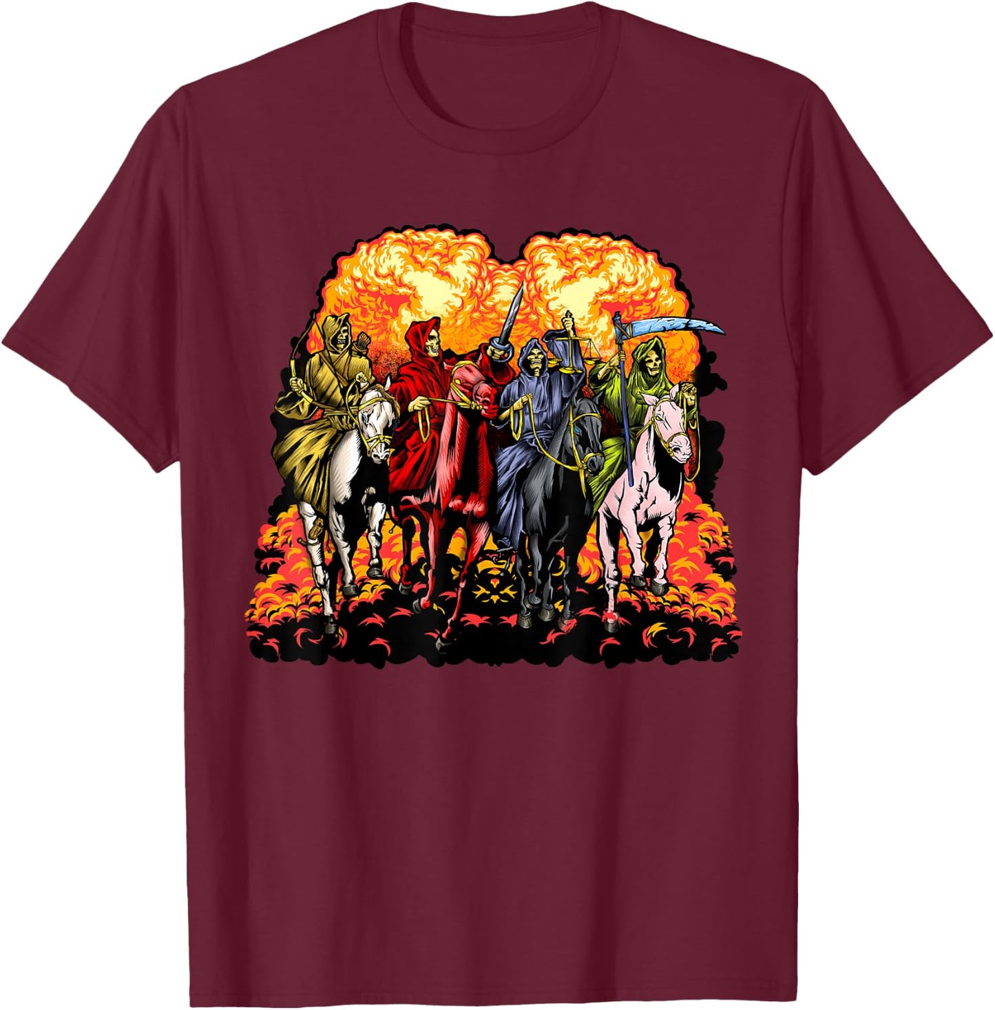 4 Horsemen Of The Apocalypse Revelation 6:1-8 Jesus Gift T-Shirt - T-Shirt | Maroon