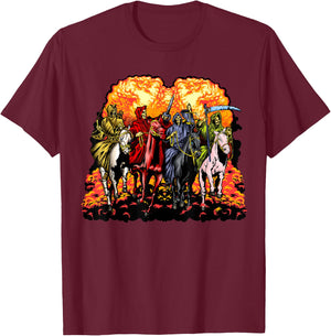4 Horsemen Of The Apocalypse Revelation 6:1-8 Jesus Gift T-Shirt - T-Shirt | Maroon