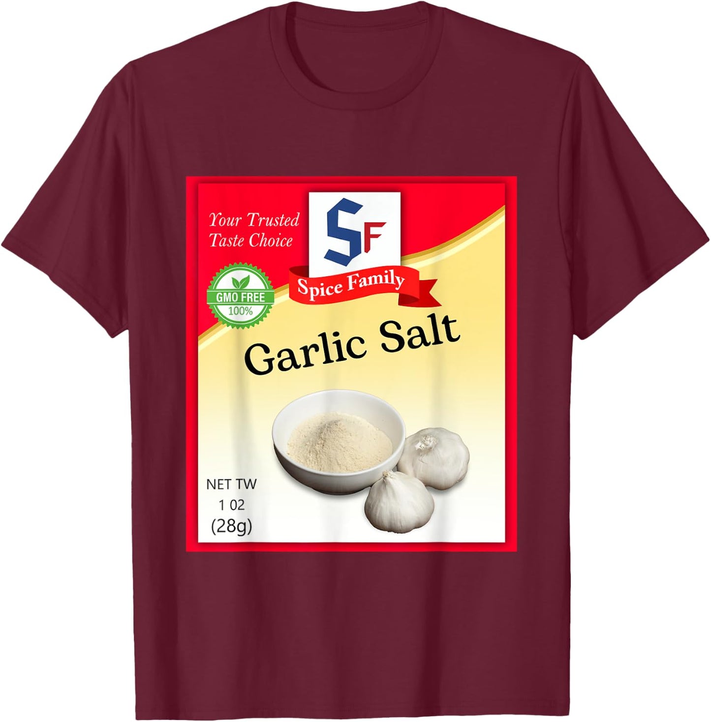 Garlic Salt Condiment Costume Holiday Spice Group Costumes T-Shirt - T-Shirt | Maroon