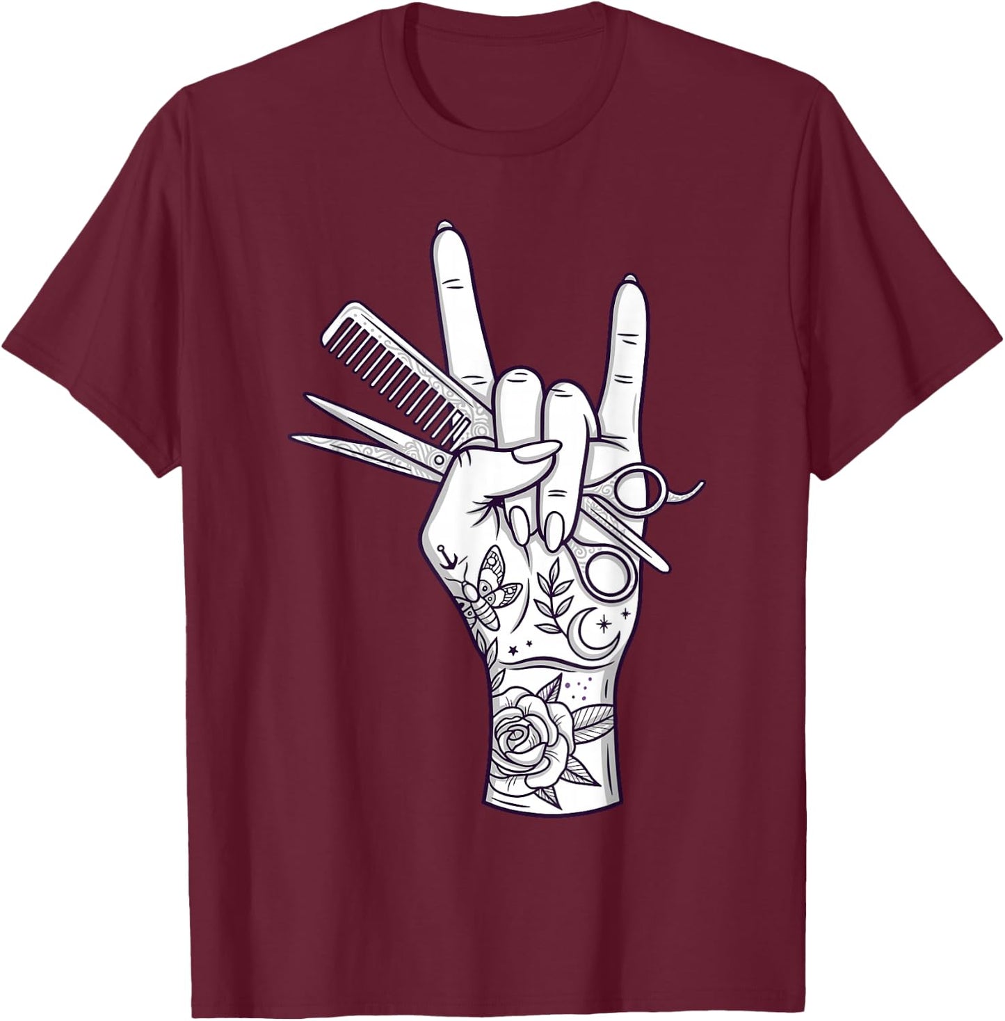 Funny Hairstylist Art Girls Mom Barber Hairdresser T-Shirt - T-Shirt | Maroon