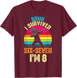 67 Meme zum 8. Geburtstag, Dabbing Six Seven Bruh, lustige Jungen, Kinder T-Shirt - T-Shirt | Maroon