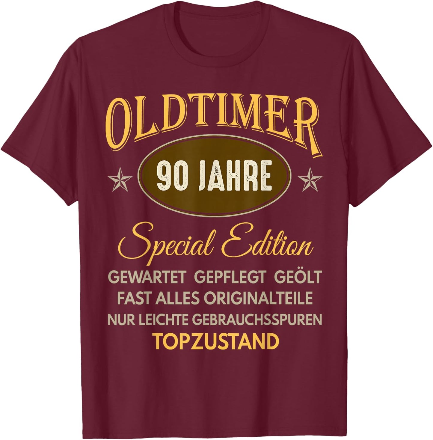 90. Geburtstag Mann Frau 90 Jahre 1936 Deko Lustig Geschenk T-Shirt - T-Shirt | Maroon