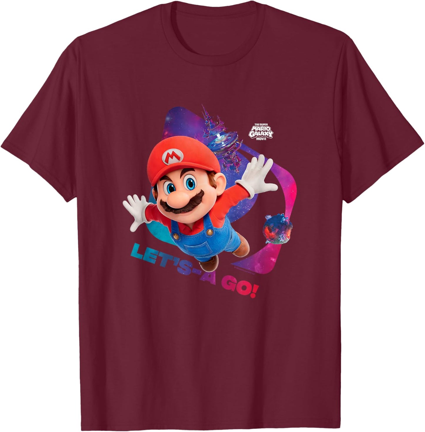 The Super Mario Galaxy Movie Let’s-A Go! T-Shirt - T-Shirt | Maroon