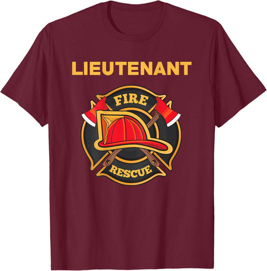 Fire Rescue Lieutenant Department for Firefighters T-Shirt - T-Shirt | Maroon
