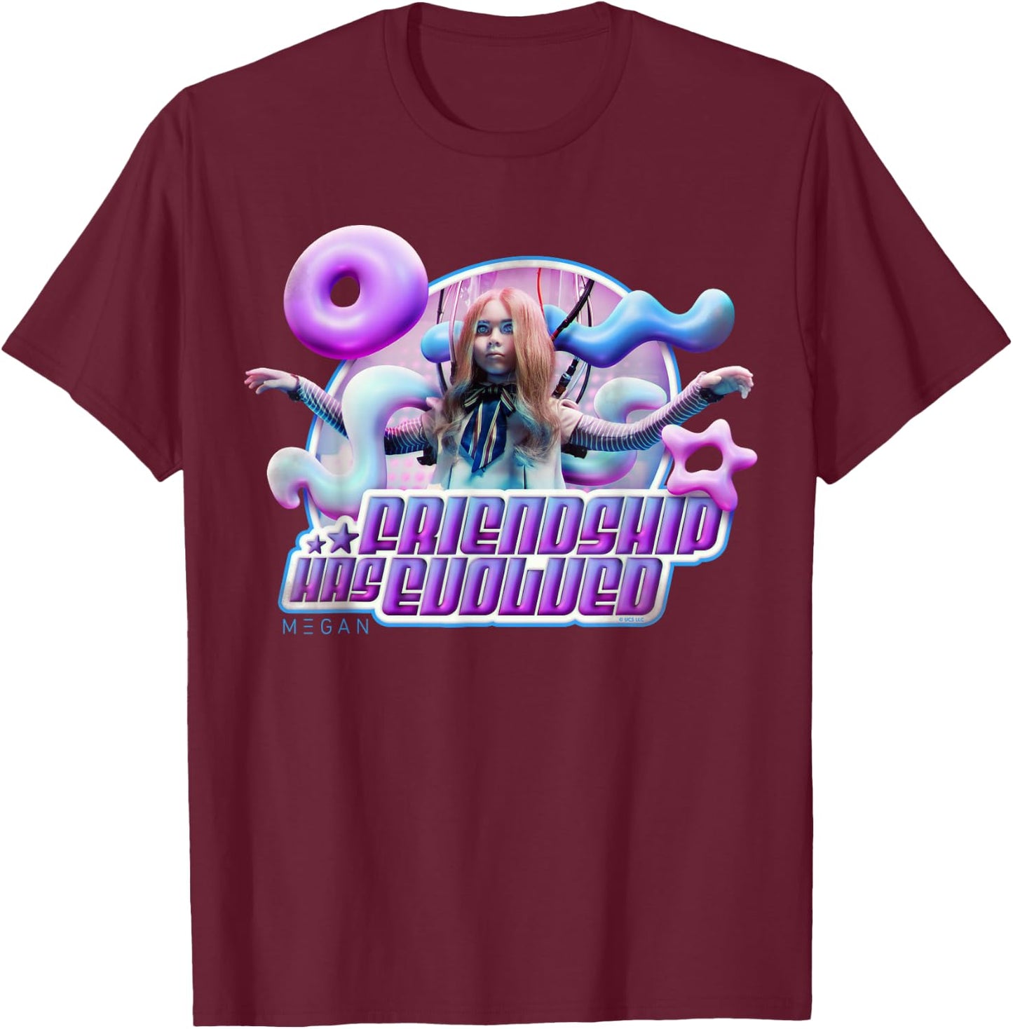 M3GAN Friendship Has Evolved Y2K Cyber Pop Style T-Shirt - T-Shirt | Maroon